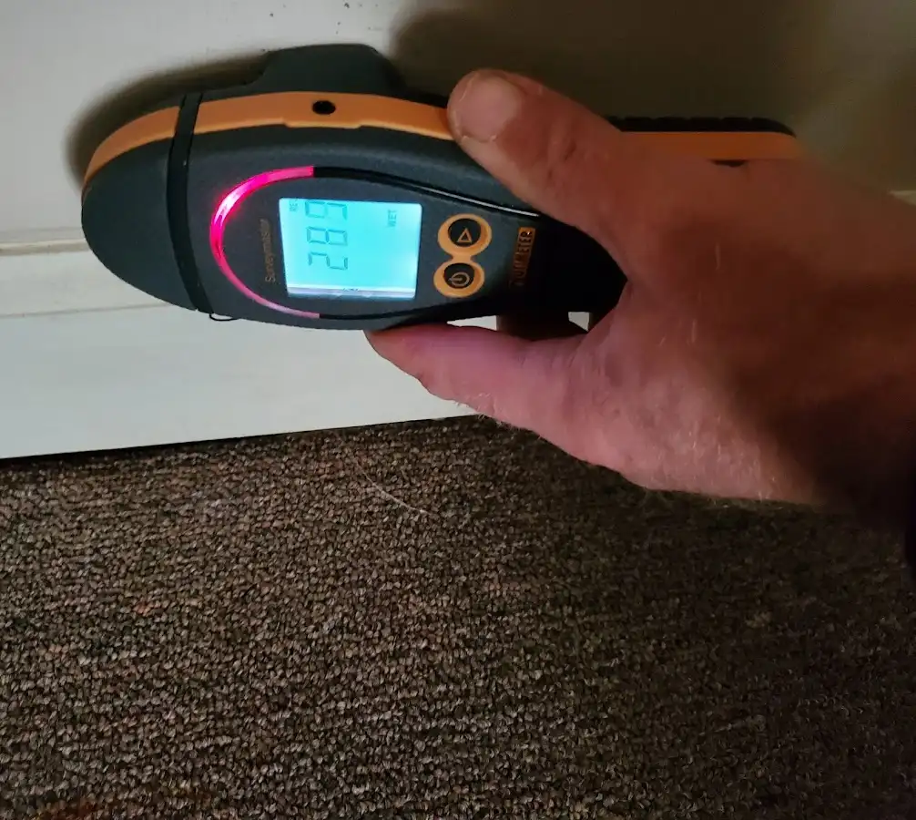 Moisture detection at baseboard during Sewage Cleanup & Sanitation in Fuller Heights